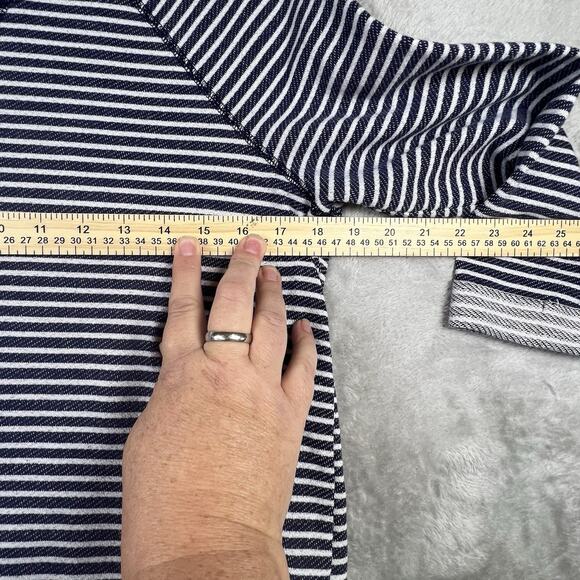 Knit Shirt Womens Sz L Blue White Striped Nautical 3/4 Sleeves - Picture 5 of 10